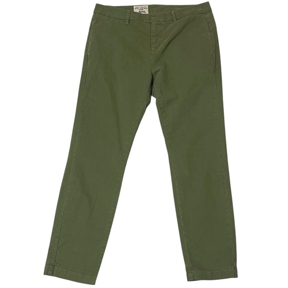 Nili Lotan Olive Green Twill Cropped Pants Women's Size 6 - Picture 1 of 9